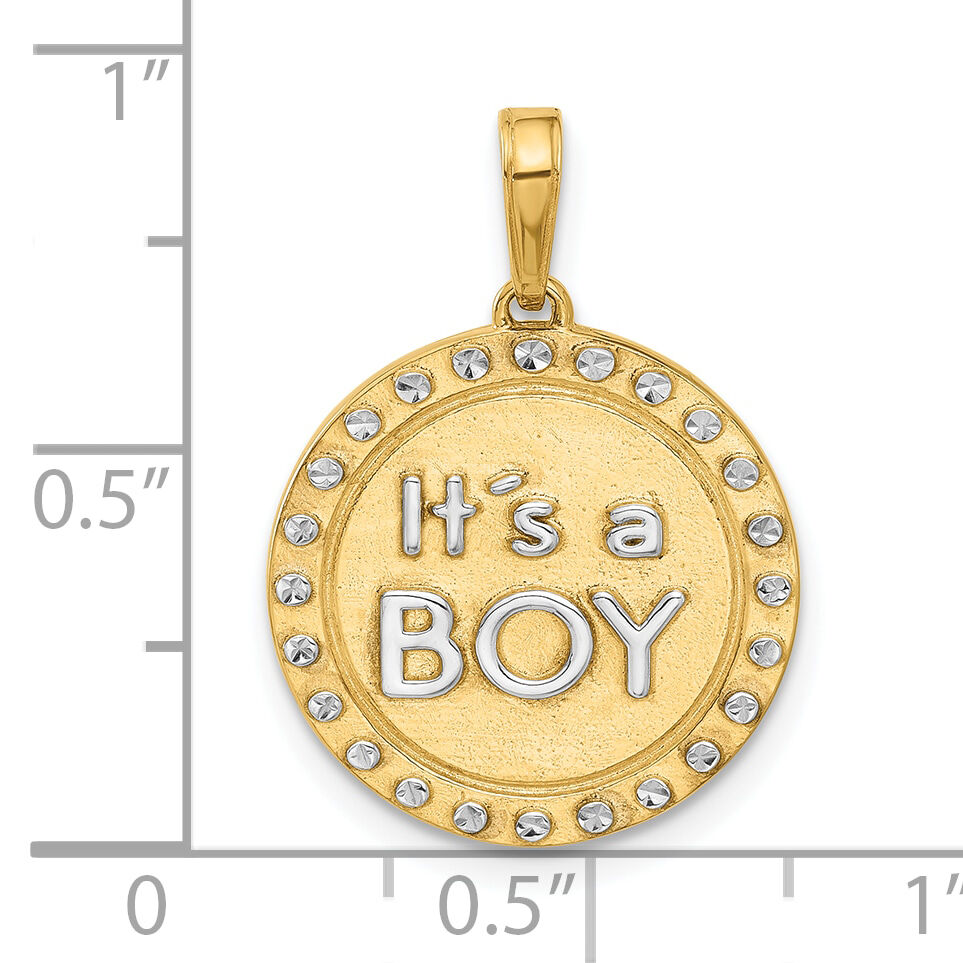 14k and White Rhodium D/C It's A Boy Pendant-C4865