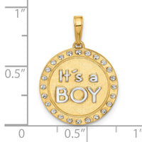 14k and White Rhodium D/C It's A Boy Pendant-C4865