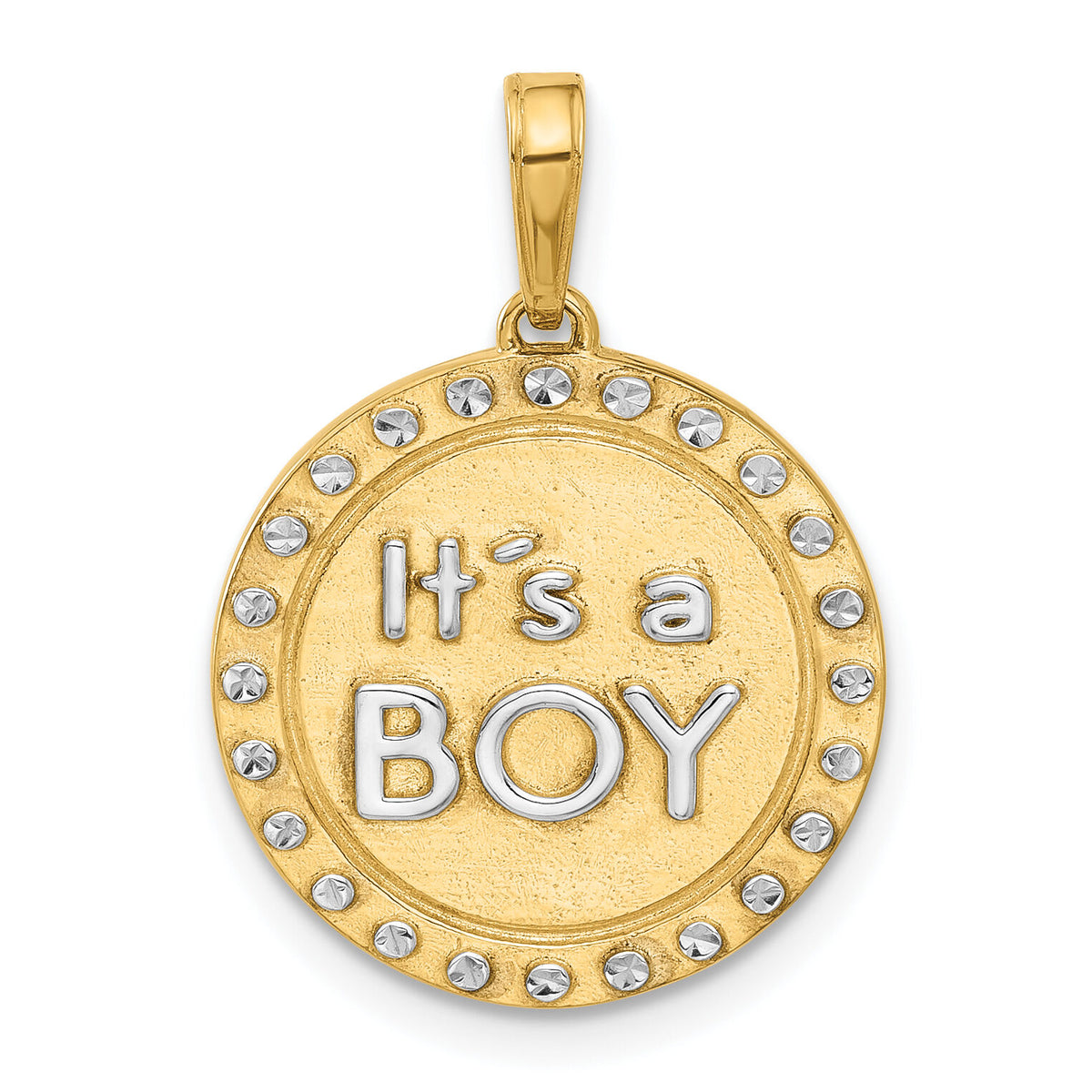14k and White Rhodium D/C It's A Boy Pendant-C4865