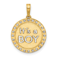 14k and White Rhodium D/C It's A Boy Pendant-C4865