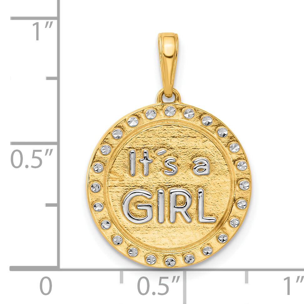 14k and White Rhodium D/C It's A Girl Pendant-C4866