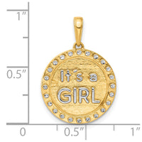 14k and White Rhodium D/C It's A Girl Pendant-C4866