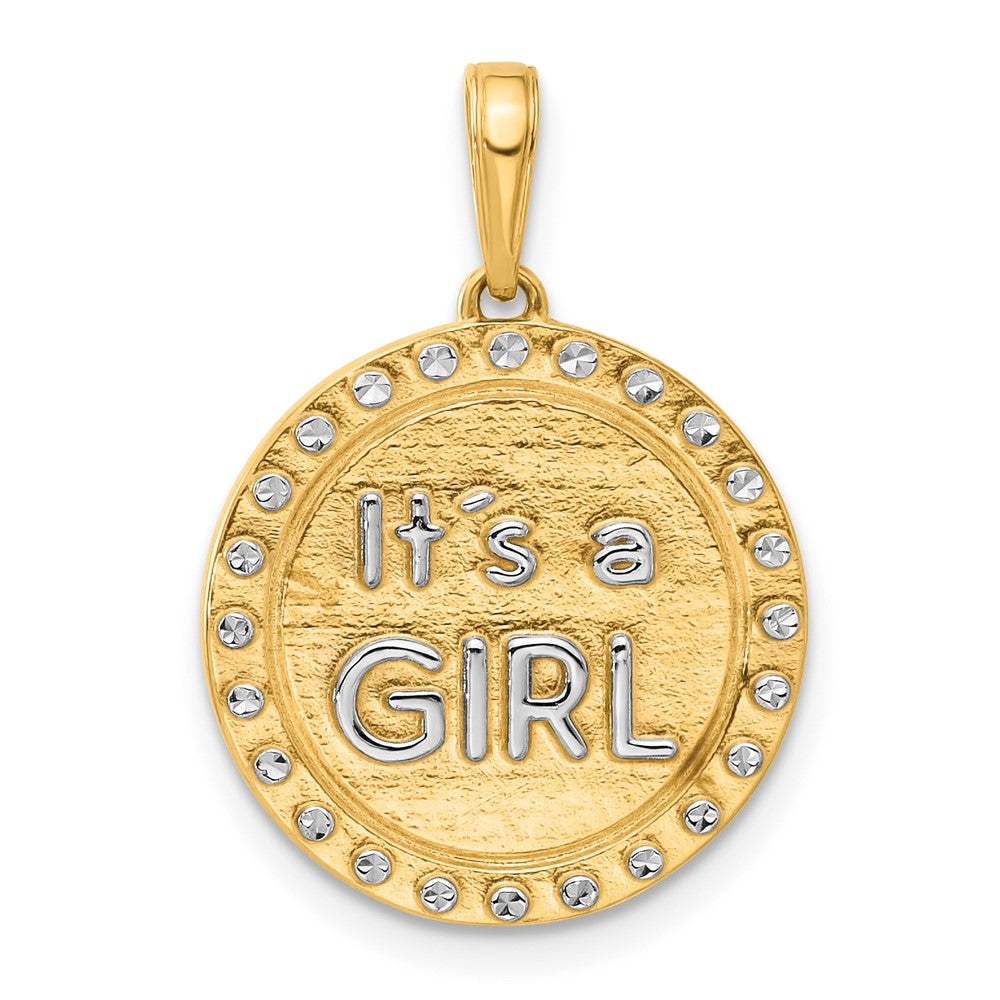 14k and White Rhodium D/C It's A Girl Pendant-C4866