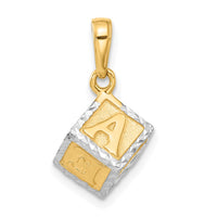 14K and White Rhodium D/C 3D Baby Letter Block Pendant-C4867