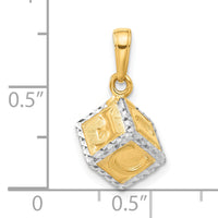 14K and White Rhodium D/C 3D Baby Letter Block Pendant-C4867