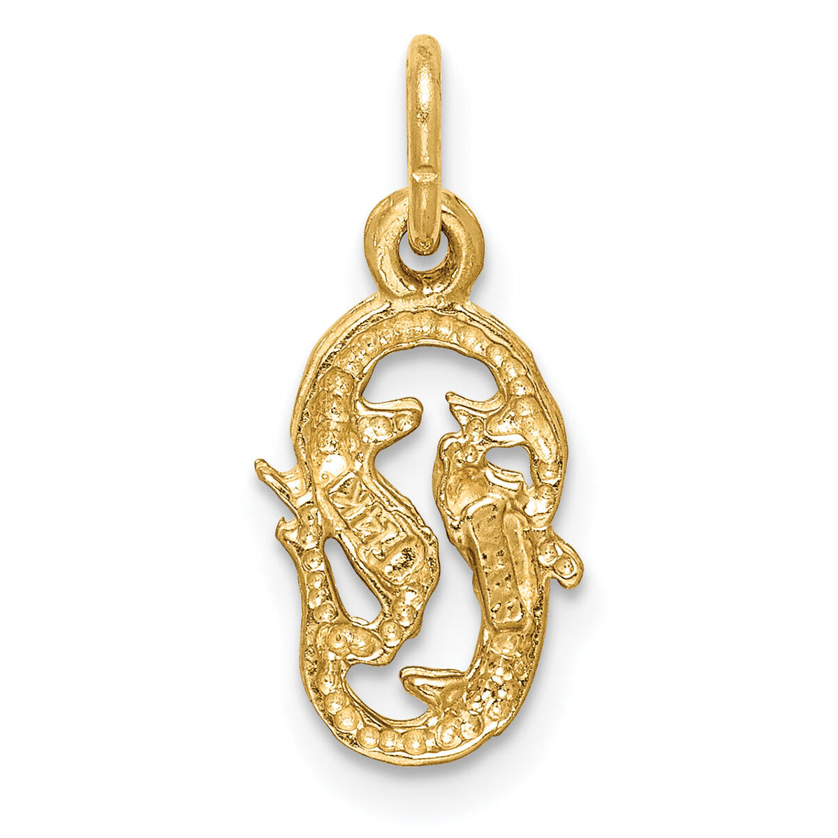 14k Satin Diamond-cut Pisces Zodiac Charm-C487