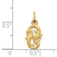 14k Satin Diamond-cut Pisces Zodiac Charm-C487