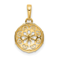 14k and White Rhodium Floral Design Circle Pendant-C4870