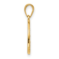 14K and Rhodium Polished and D/C Flower Circle Pendant-C4871