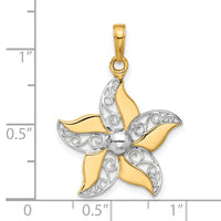 14k and White Rhodium Filigree Flower Pendant-C4872