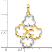 14k and White Rhodium Polished and D/C Flowers Pendant-C4873