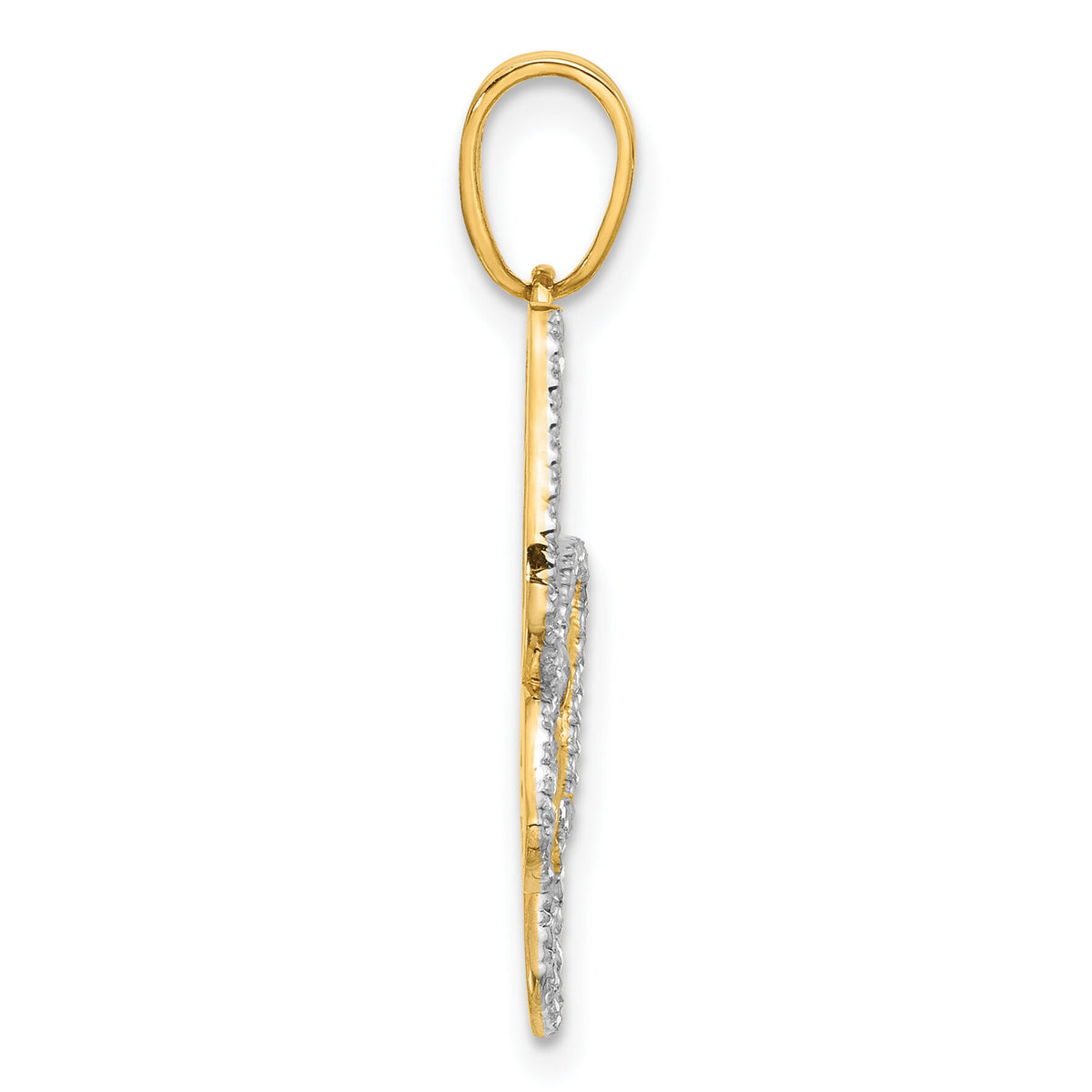 14K and White Rhodium D/C Butterfly Pendant-C4875
