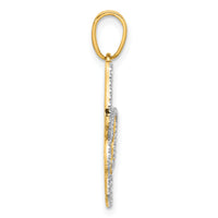 14K and White Rhodium D/C Butterfly Pendant-C4875