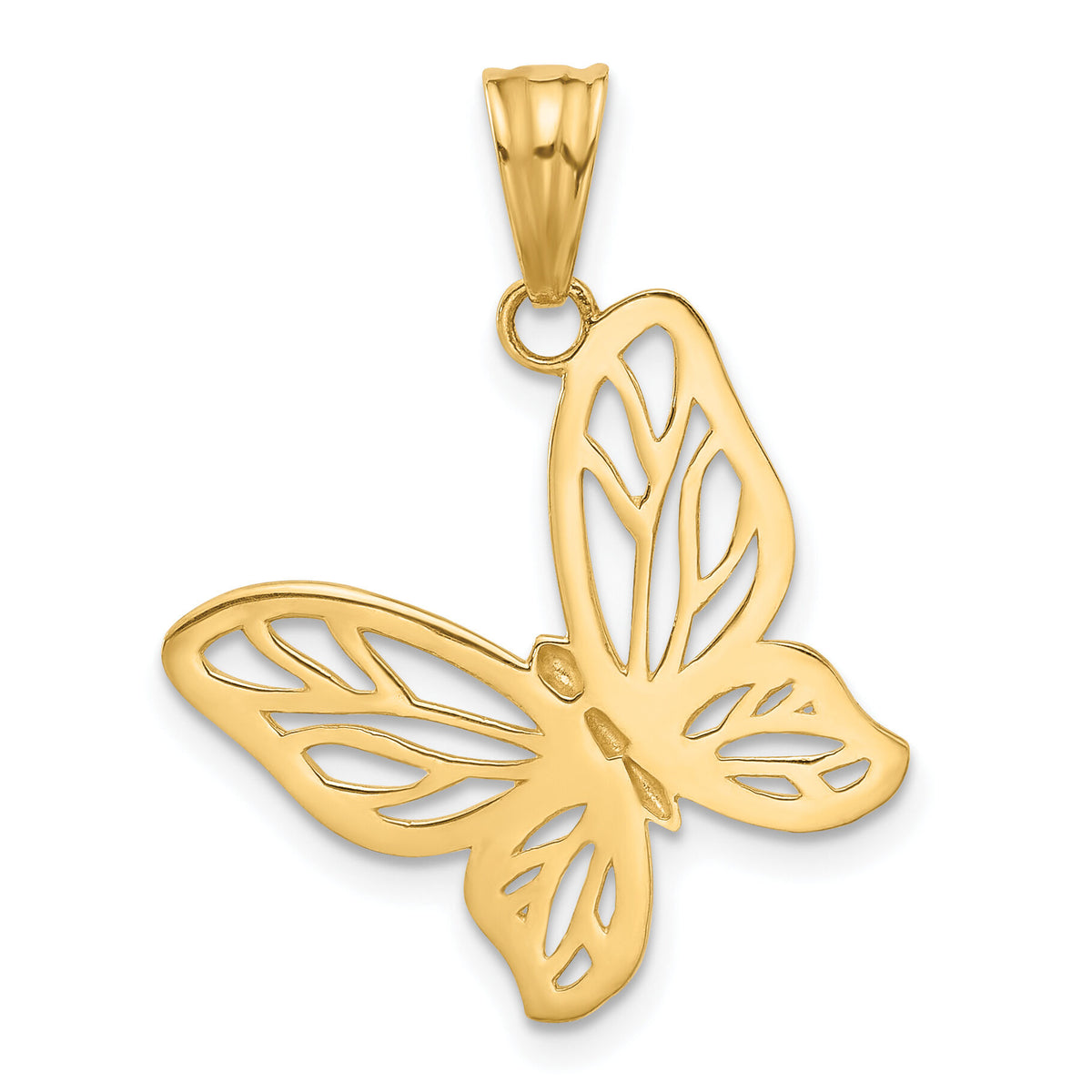 14K and White Rhodium D/C Butterfly Pendant-C4875