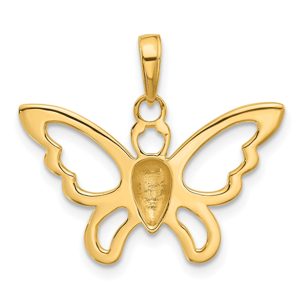 14K and White Rhodium Polished and D/C Butterfly Pendant-C4876
