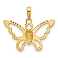 14K and White Rhodium Polished and D/C Butterfly Pendant-C4876