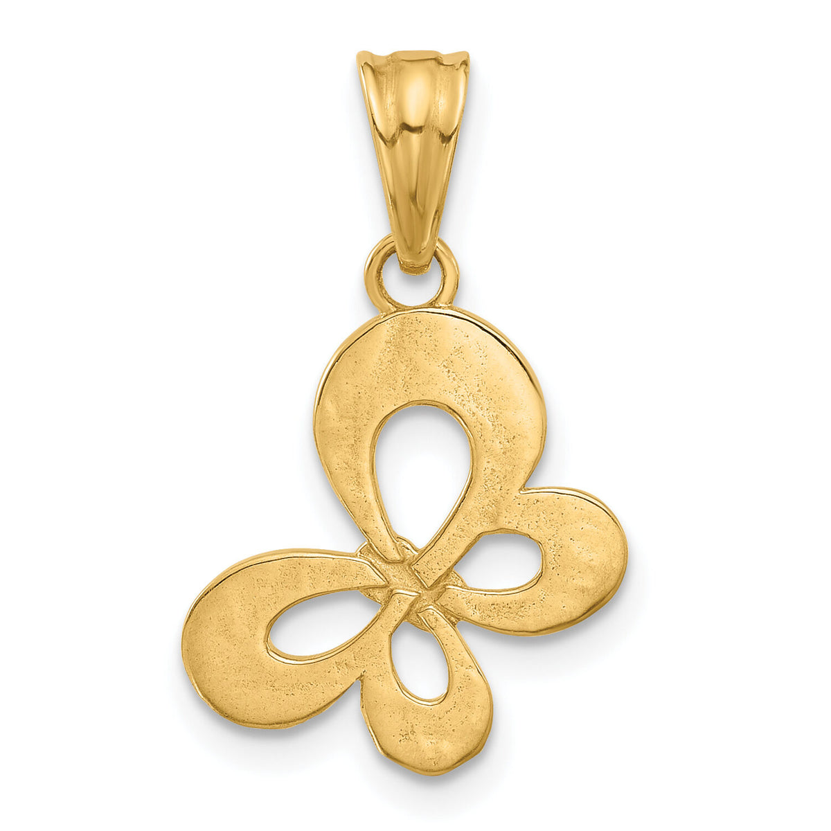 14K and White Rhodium Polished and D/C Butterfly Pendant-C4878