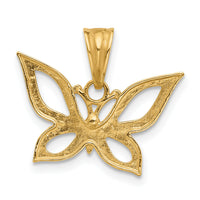 14K and White Rhodium Polished and D/C Butterfly Pendant-C4879