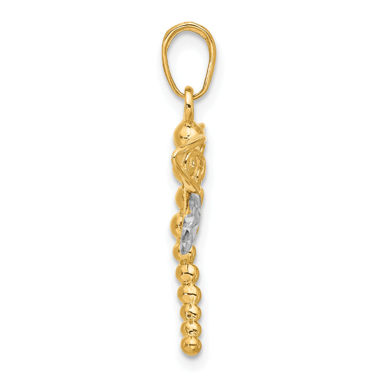 14k and White Rhodium Polished and D/C Dragonfly Pendant-C4880