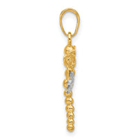 14k and White Rhodium Polished and D/C Dragonfly Pendant-C4880
