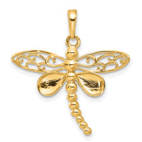 14k and White Rhodium Polished and D/C Dragonfly Pendant-C4880