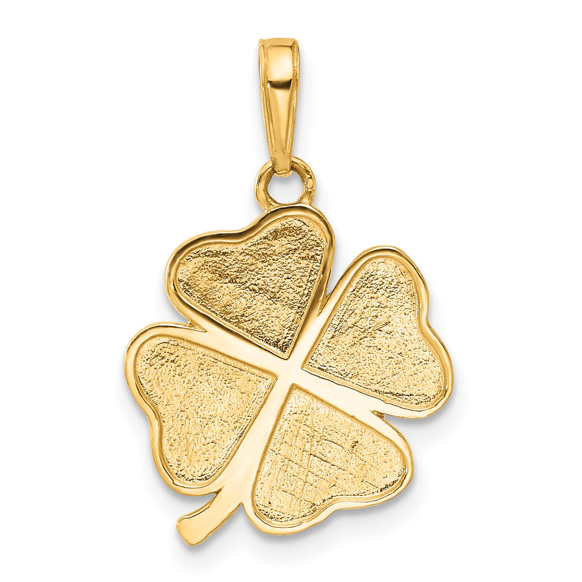 14k and White Rhodium Polished and D/C 4-Leaf Clover Pendant-C4881