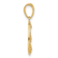 14K and White Rhodium D/C Moon and Stars Pendant-C4883