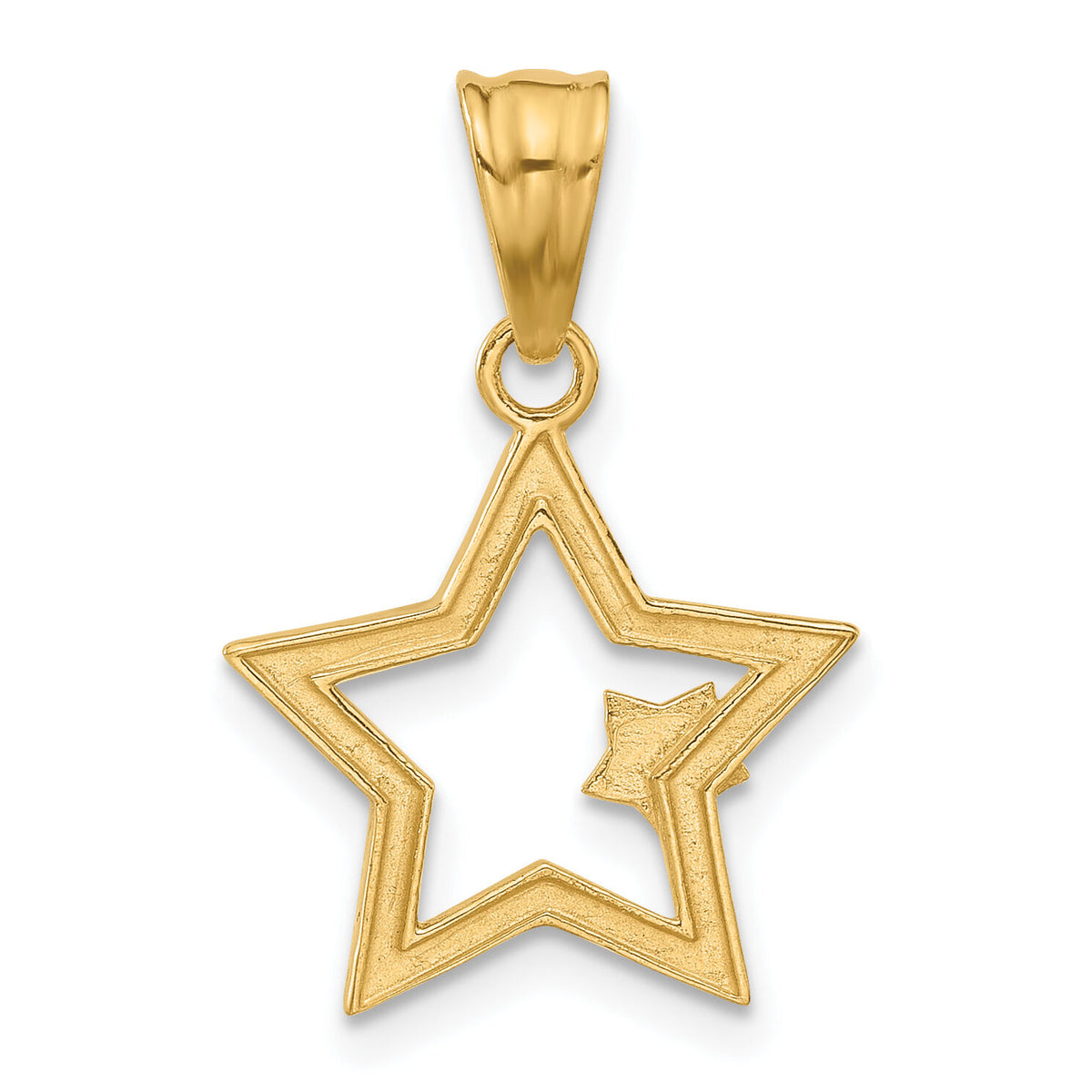 14K and White Rhodium D/C Stars Pendant-C4885