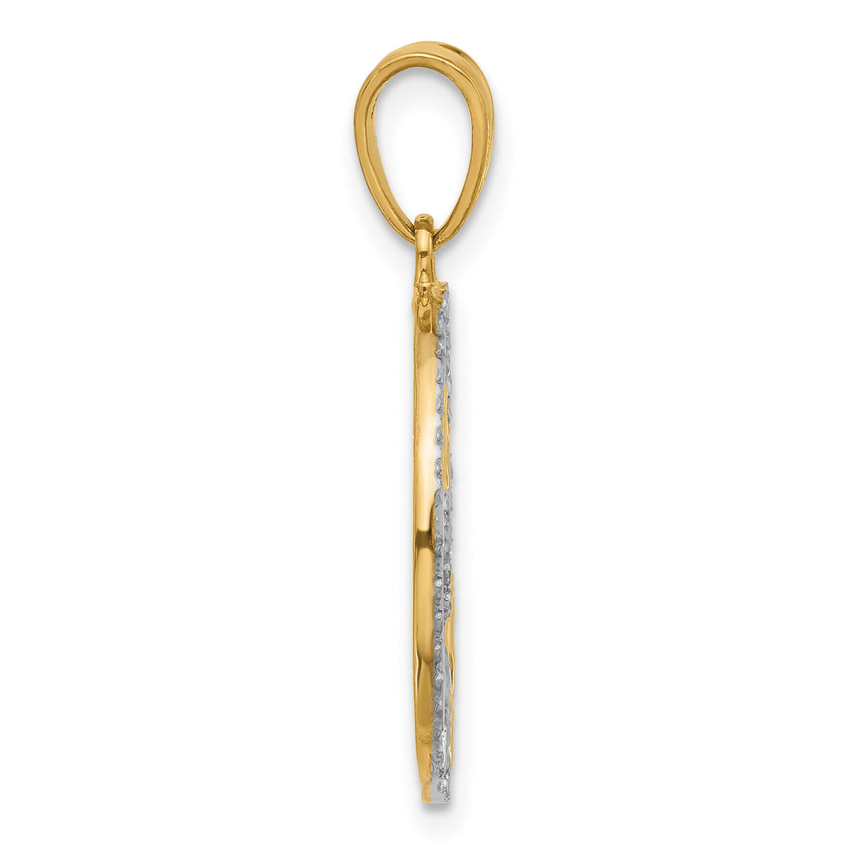 14K and White Rhodium D/C Stars Pendant-C4886