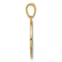 14K and White Rhodium D/C Stars Pendant-C4886