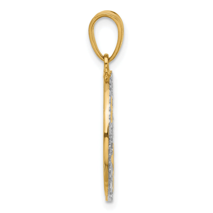 14K and White Rhodium D/C Stars Pendant-C4886