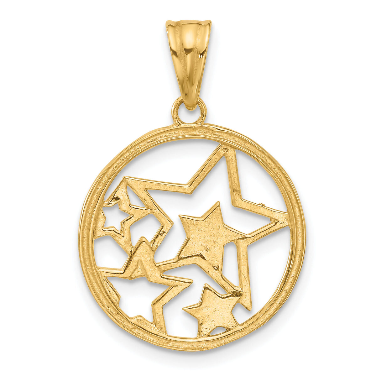14K and White Rhodium D/C Stars Pendant-C4886