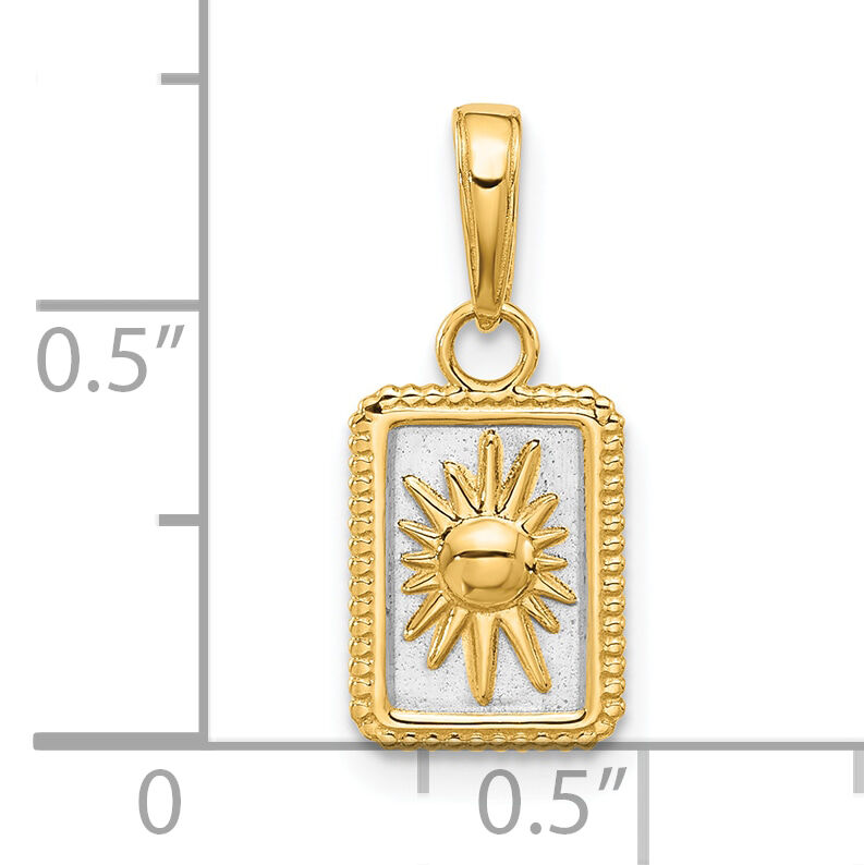 14K and White Rhodium Sun in Frame Pendant-C4887