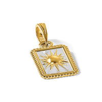 14K and White Rhodium Sun in Frame Pendant-C4887