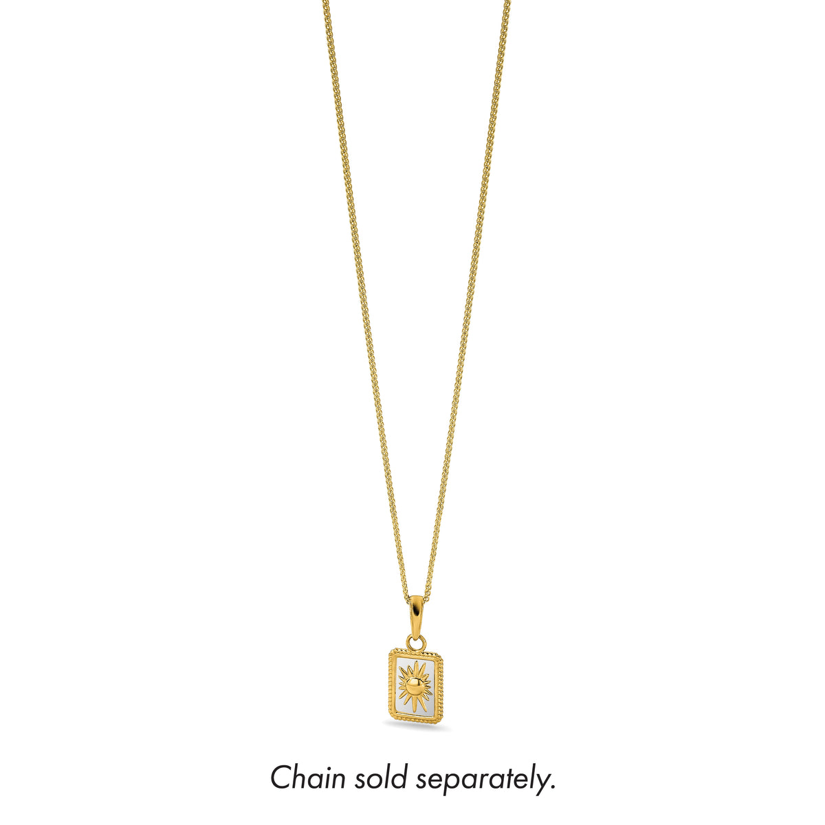 14K and White Rhodium Sun in Frame Pendant-C4887