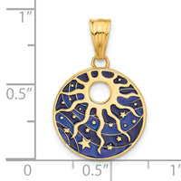 14K Polished Enameled Sun and Stars Pendant-C4888