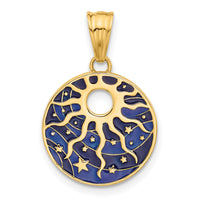 14K Polished Enameled Sun and Stars Pendant-C4888