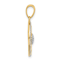 14K and White Rhodium D/C Sun Pendant-C4890