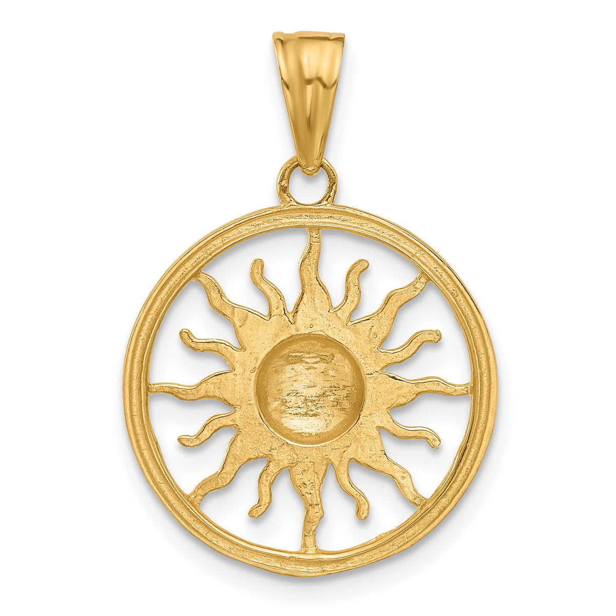 14K and White Rhodium D/C Sun Pendant-C4890