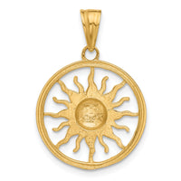 14K and White Rhodium D/C Sun Pendant-C4890