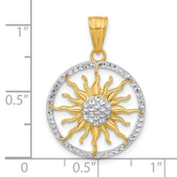 14K and White Rhodium D/C Sun Pendant-C4890