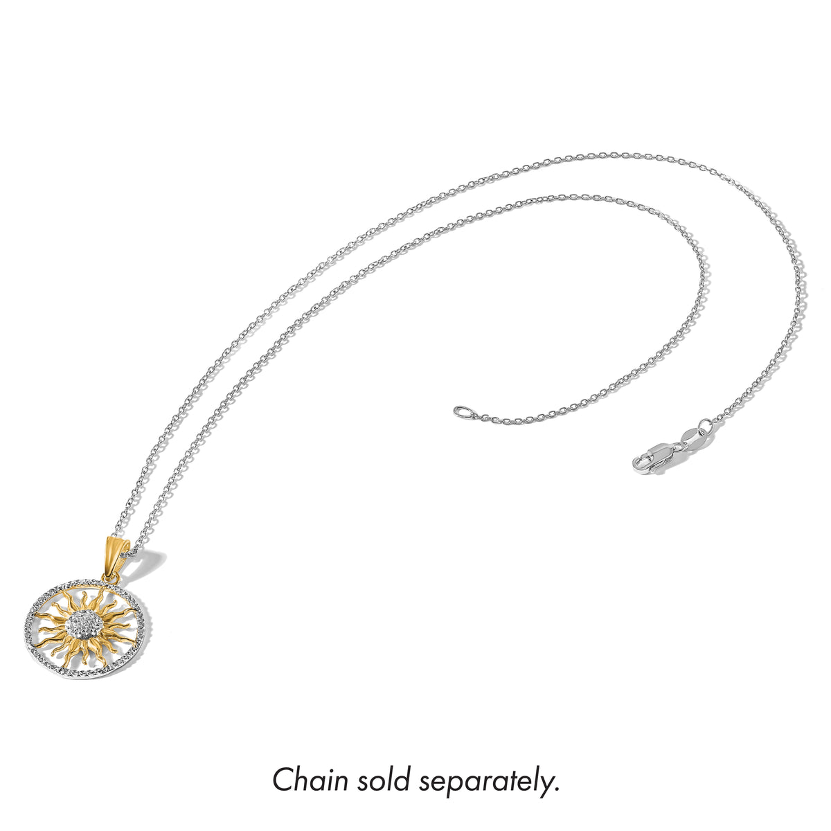 14K and White Rhodium D/C Sun Pendant-C4890