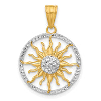 14K and White Rhodium D/C Sun Pendant-C4890