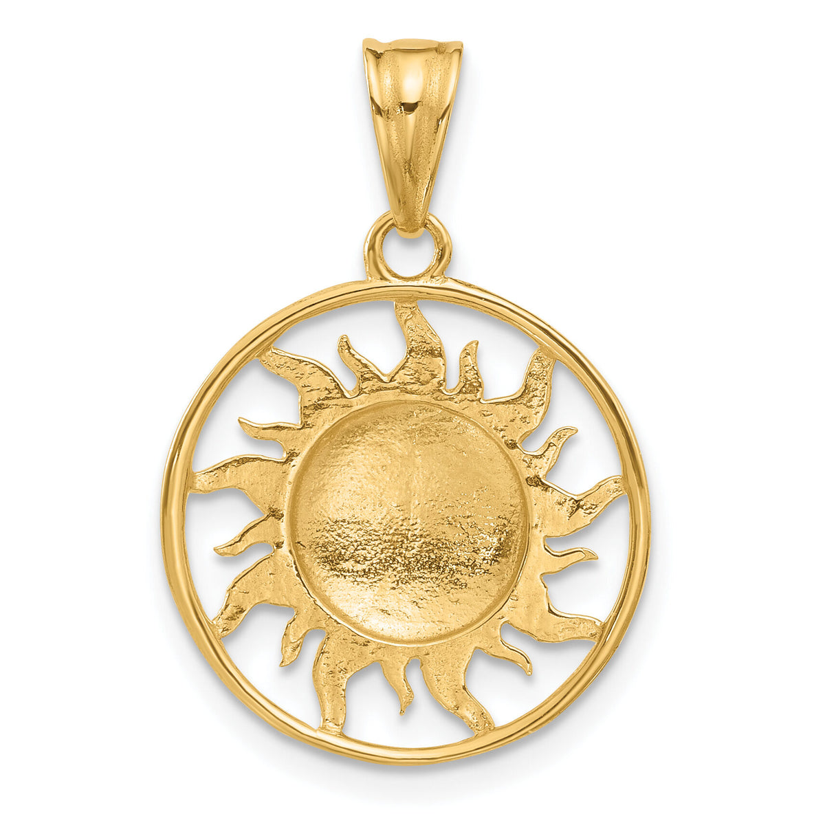 14K and White Rhodium D/C Sun Moon Stars Pendant-C4891