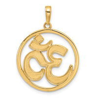 14K and White Rhodium D/C Om in Circle Pendant-C4892