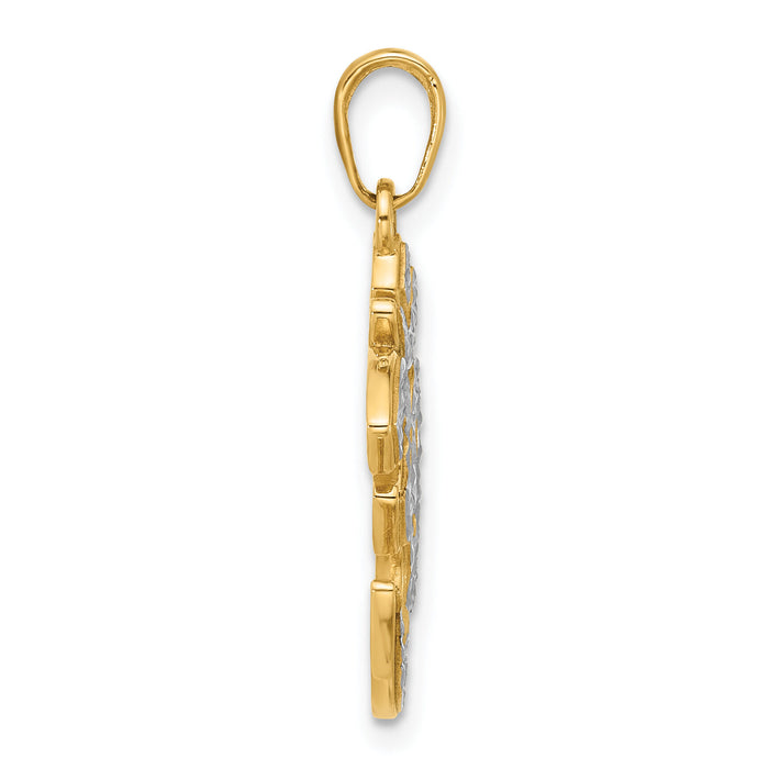 14K and White Rhodium D/C Om Pendant-C4893