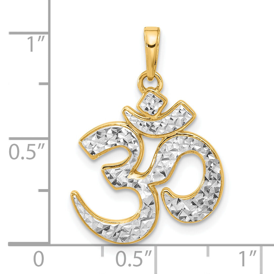 14K and White Rhodium D/C Om Pendant-C4893