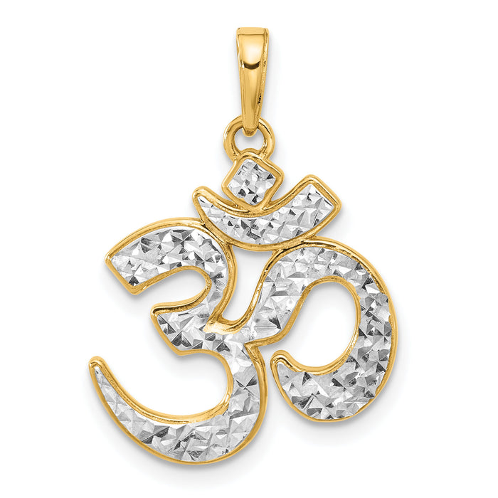 14K and White Rhodium D/C Om Pendant-C4893