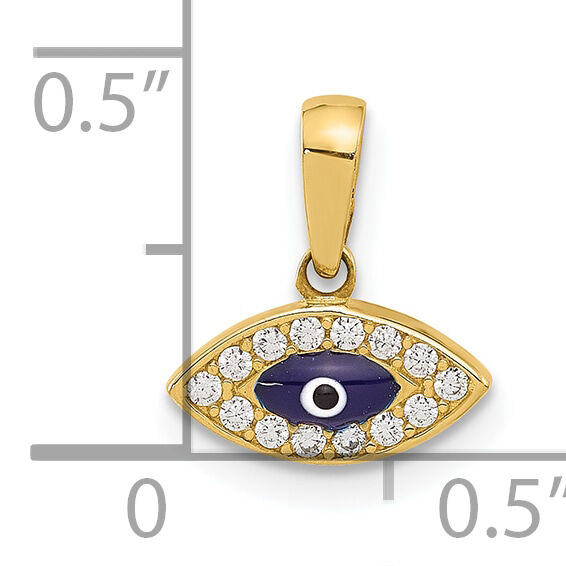 14K Polished CZ and Enamel Evil Eye Pendant-C4894
