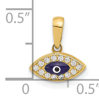 14K Polished CZ and Enamel Evil Eye Pendant-C4894